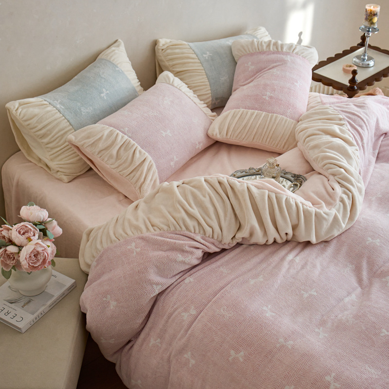 French Warm Plush Bedding Set, 4-piece