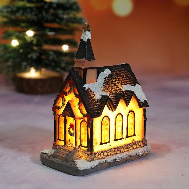 Illuminated Christmas House made of Resin