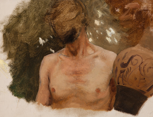 Study Of The Bust Of A Naked Youth With A Vase 1880