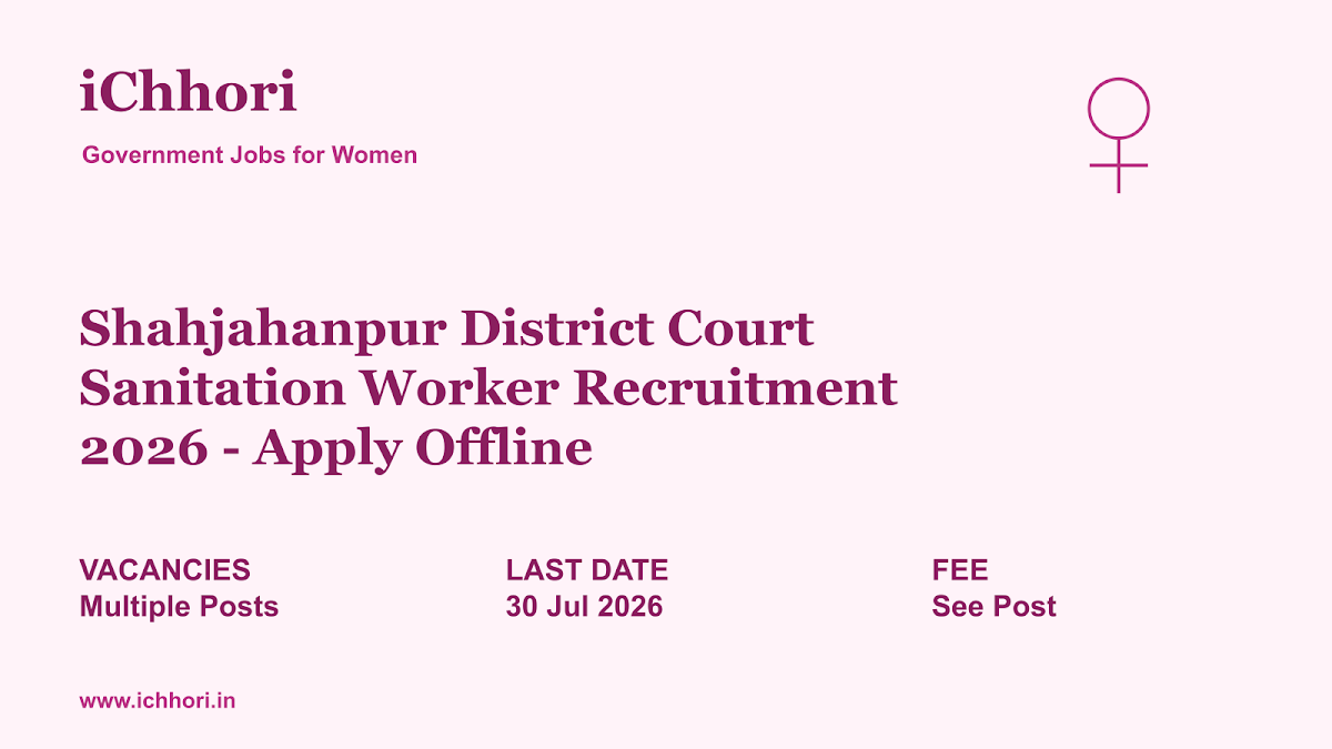 Shahjahanpur District Court Sanitation Worker Recruitment 2026 - Apply Offline - iChhori