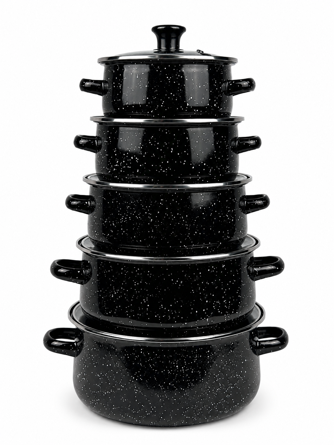 Juego De Ollas En Peltre Con Tapa X 5 - 16/18/20/22Cm -1500/2200/3000/4000/5500Ml