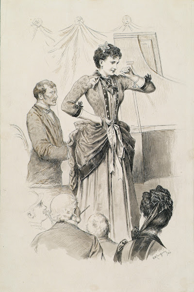 Wiener Typen Sängerin Fräulein Hornischer und ihr Pianist vor Publikum 1886
