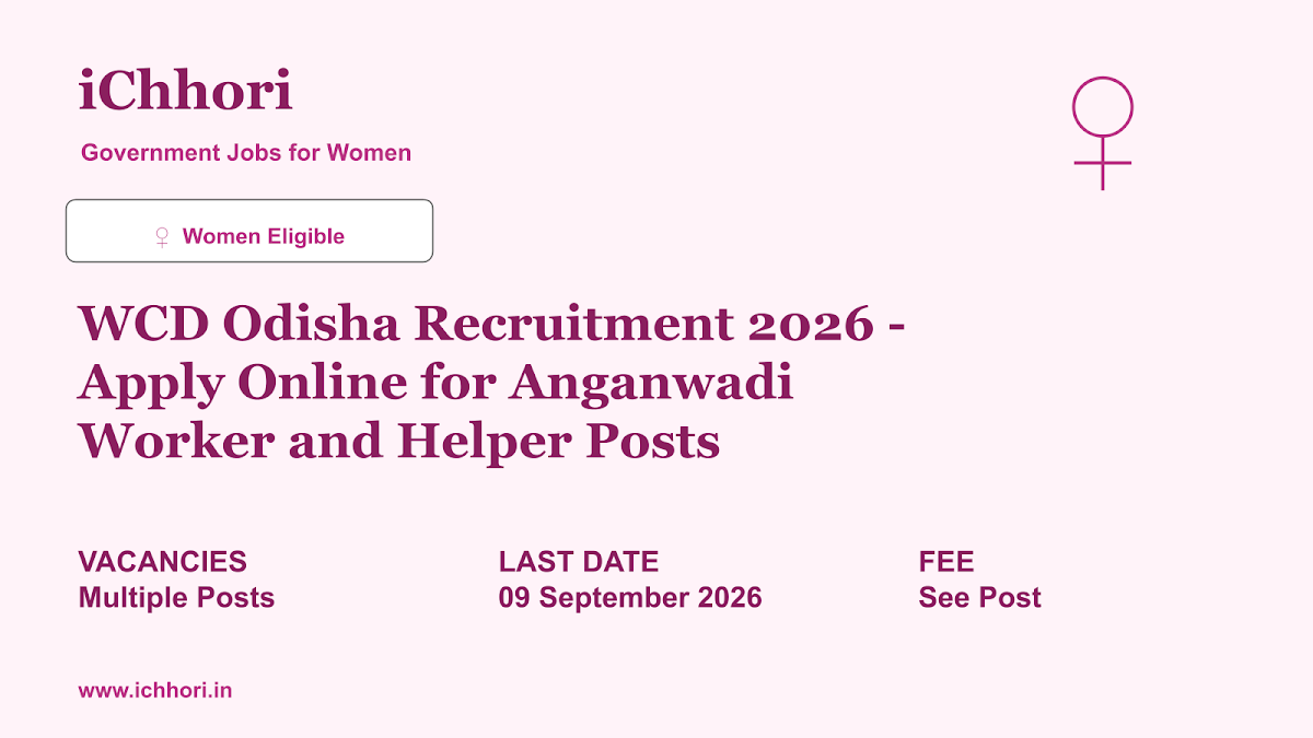 WCD Odisha Recruitment 2026 - Apply Online for Anganwadi Worker and Helper Posts - iChhori