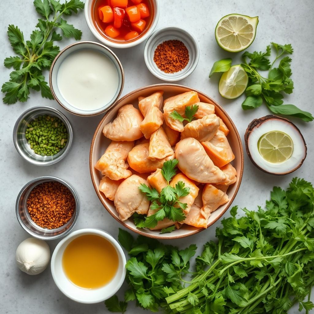 Ingredients for Easy Sweet Chili Chicken Bowl with Coconut Lime Sauce (30-Minute Weeknight Win)