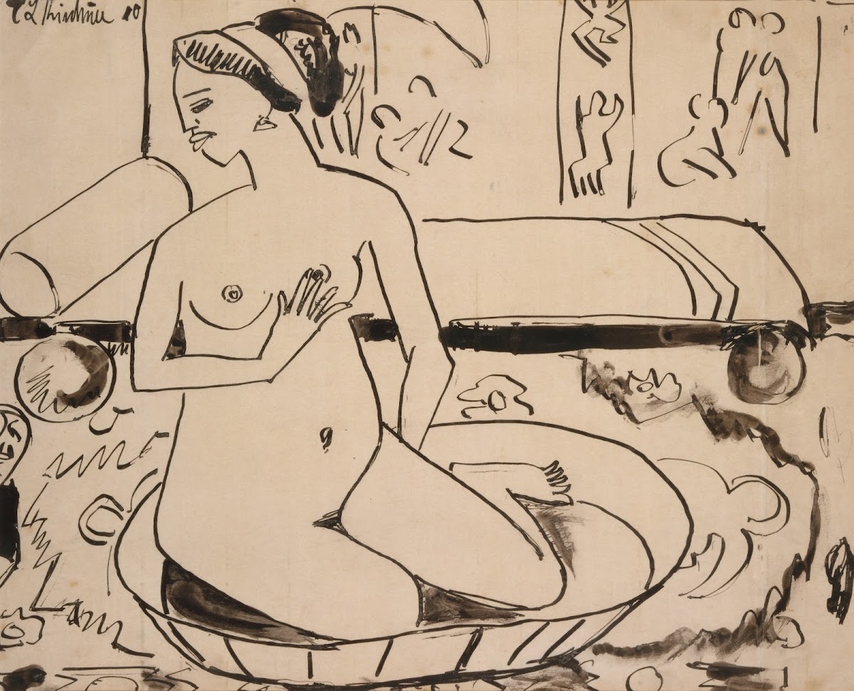 Badende im Atelier der Brücke 1910