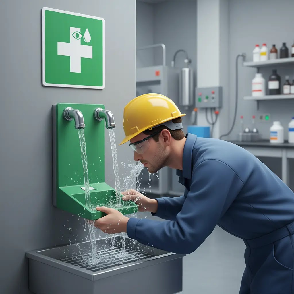 Definisi alat pembasuh mata darurat (emergency eyewash).
