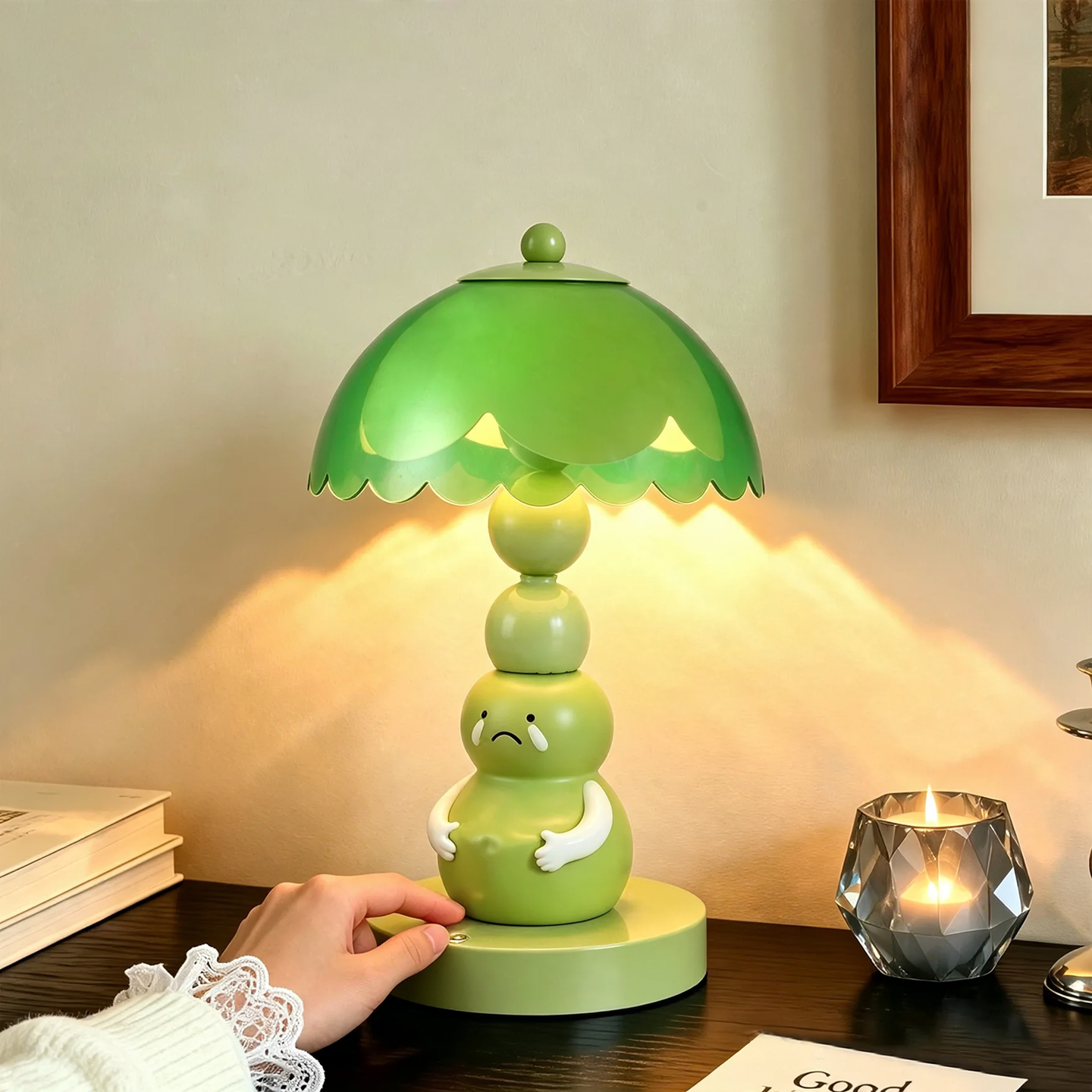Green Pumpkin Table Lamp made of ABS Plastic