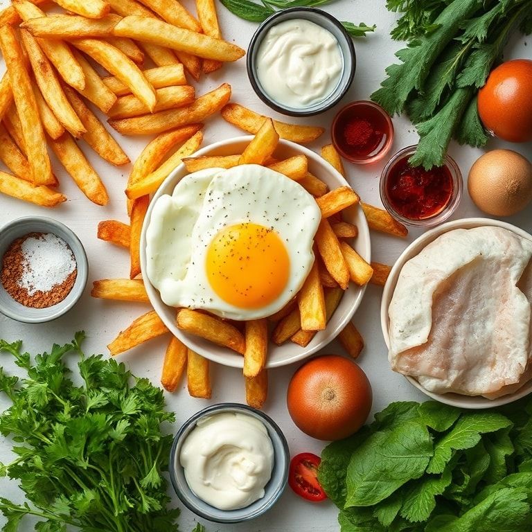 Ingredients for Crispy Oven Fries with Creamy Sauce & Poached Egg (Easy 40-Minute Dinner)