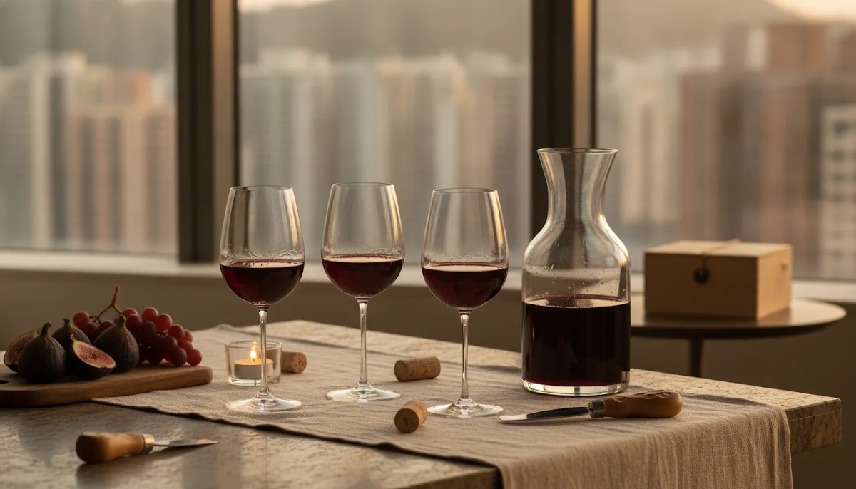 buy malbec hong kong premium editorial tasting scene with elegant glasses of deep red wine