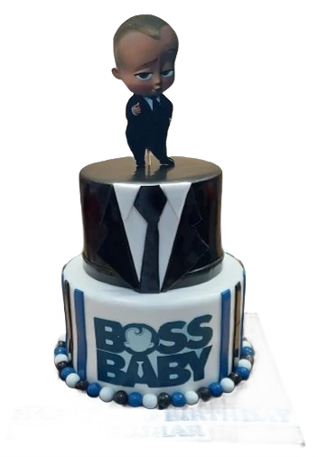 Boss Baby 2 Tiered First Birthday Cake CB-NC529