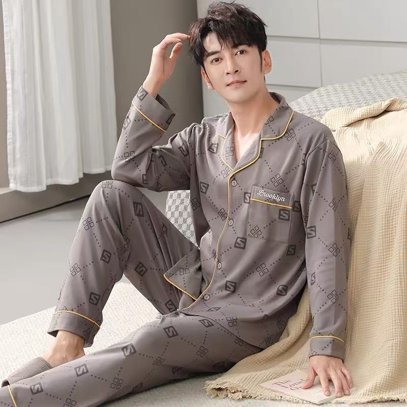 Herren-Pyjama-Set aus reiner Baumwolle, leicht