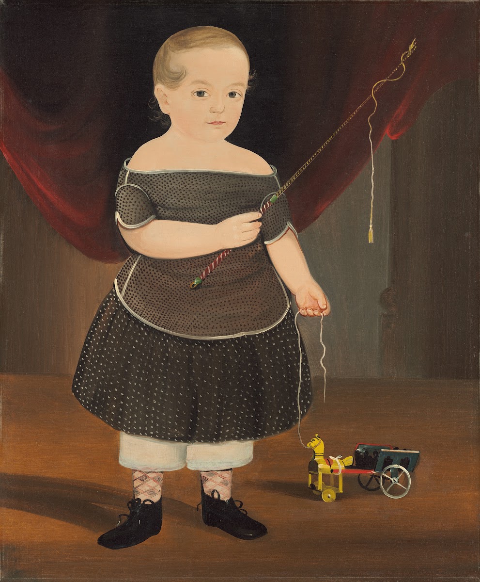 Boy with Toy Horse and Wagon c 1845