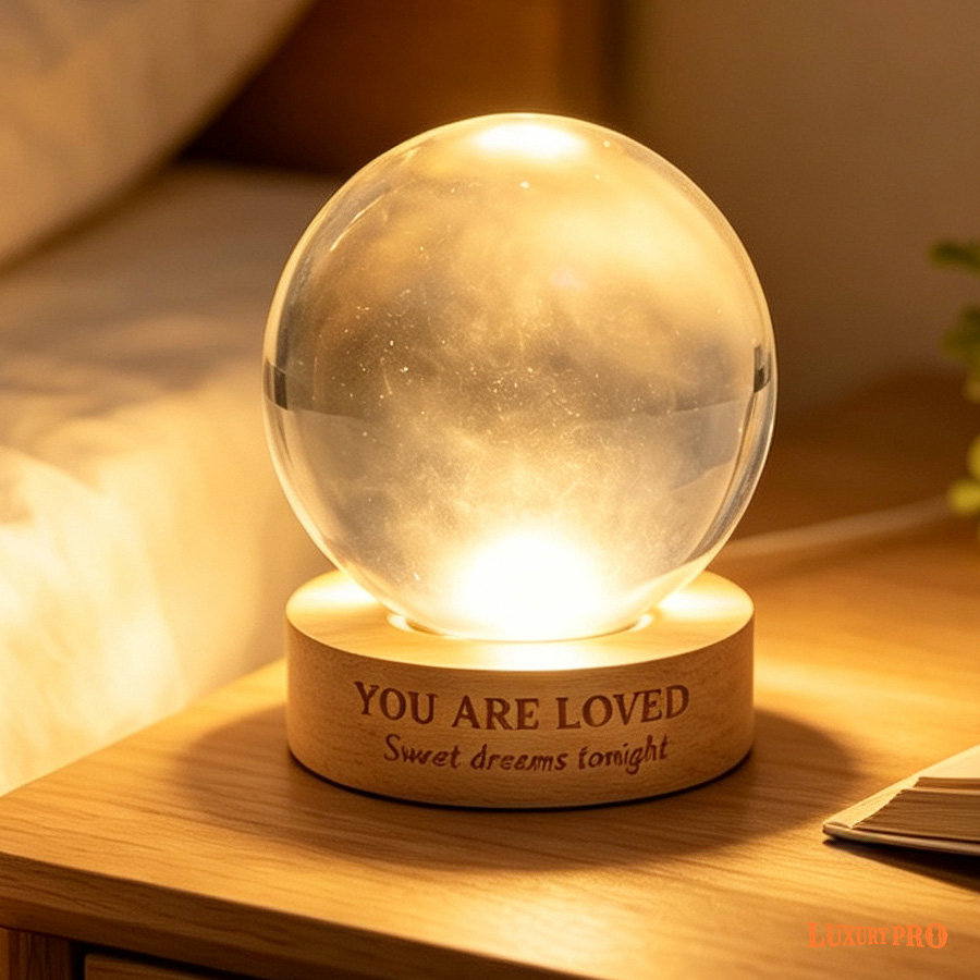 Personalized Crystal Ball Night Light (Engraved base)