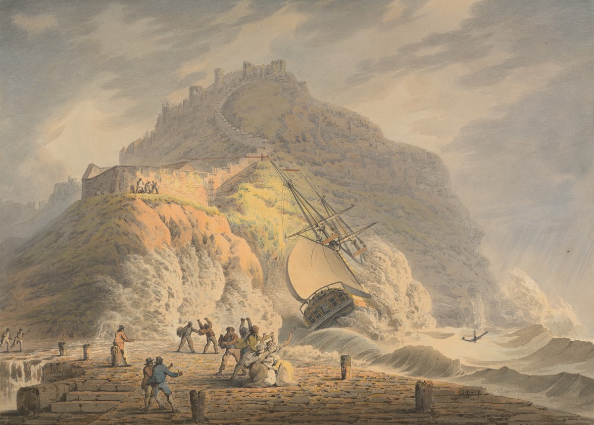 Scarborough Shipwreck at the Foot of the Castle Cliff ca 1808