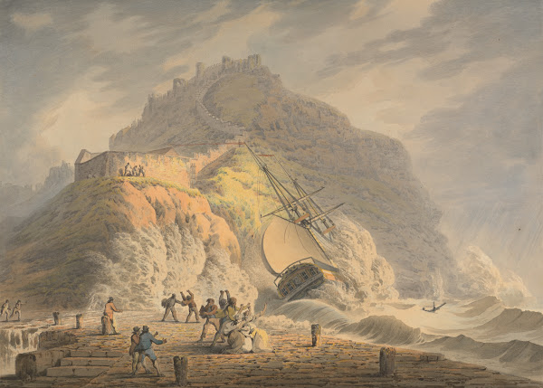 Scarborough Shipwreck at the Foot of the Castle Cliff ca 1808
