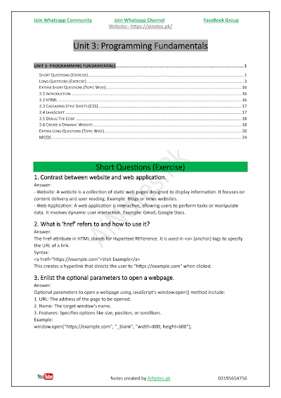 FBISE Class 9 Chapter 3 Programming Fundamentals