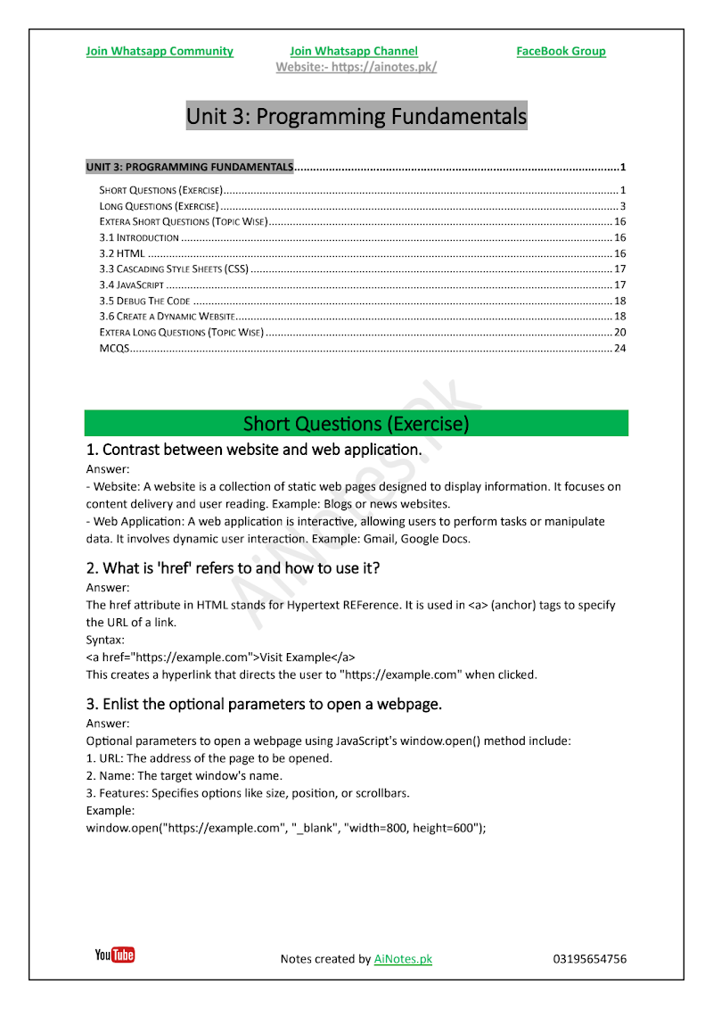 FBISE Class 9 Chapter 3 Programming Fundamentals