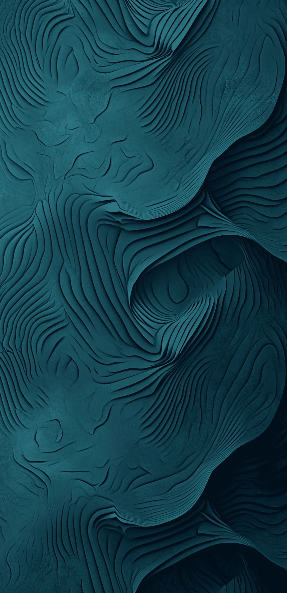 Deep Teal Contoured Abstract Topography Texture Art - Free 4K mobile Wallpaper