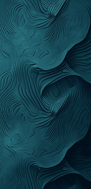 Deep Teal Contoured Abstract Topography Texture Art - Free mobile Wallpaper
