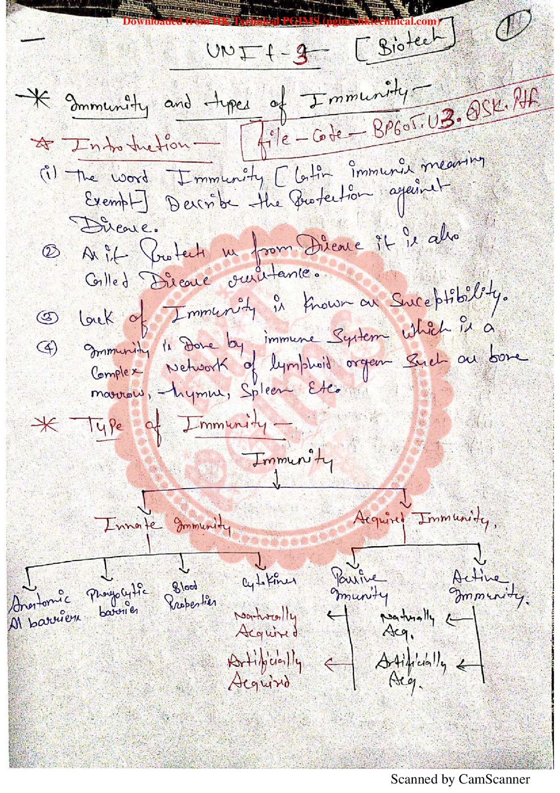 BP605T immunity and its types U-3 SK 6th Semester B.Pharmacy ,BP605T Pharmaceutical Biotechnology,BPharmacy,Handwritten Notes,BPharm 6th Semester,Important Exam Notes,Notes,
