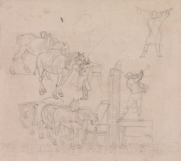 Studies of a Carter Pumping Water For His Horses