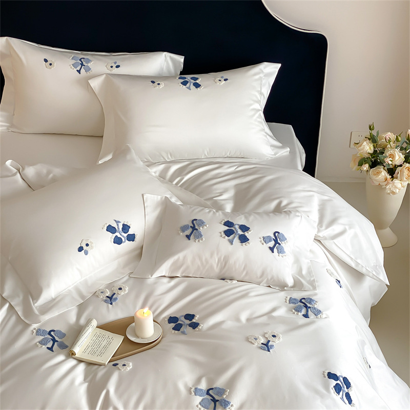 Cotton Bed Linen Set, Long Staple Cotton, 4-Piece