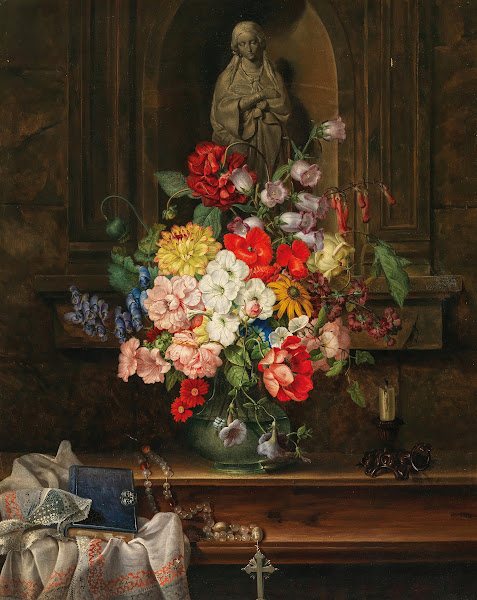 Madonna in a Niche with a Sumptuous Bouquet of Flowers 1846