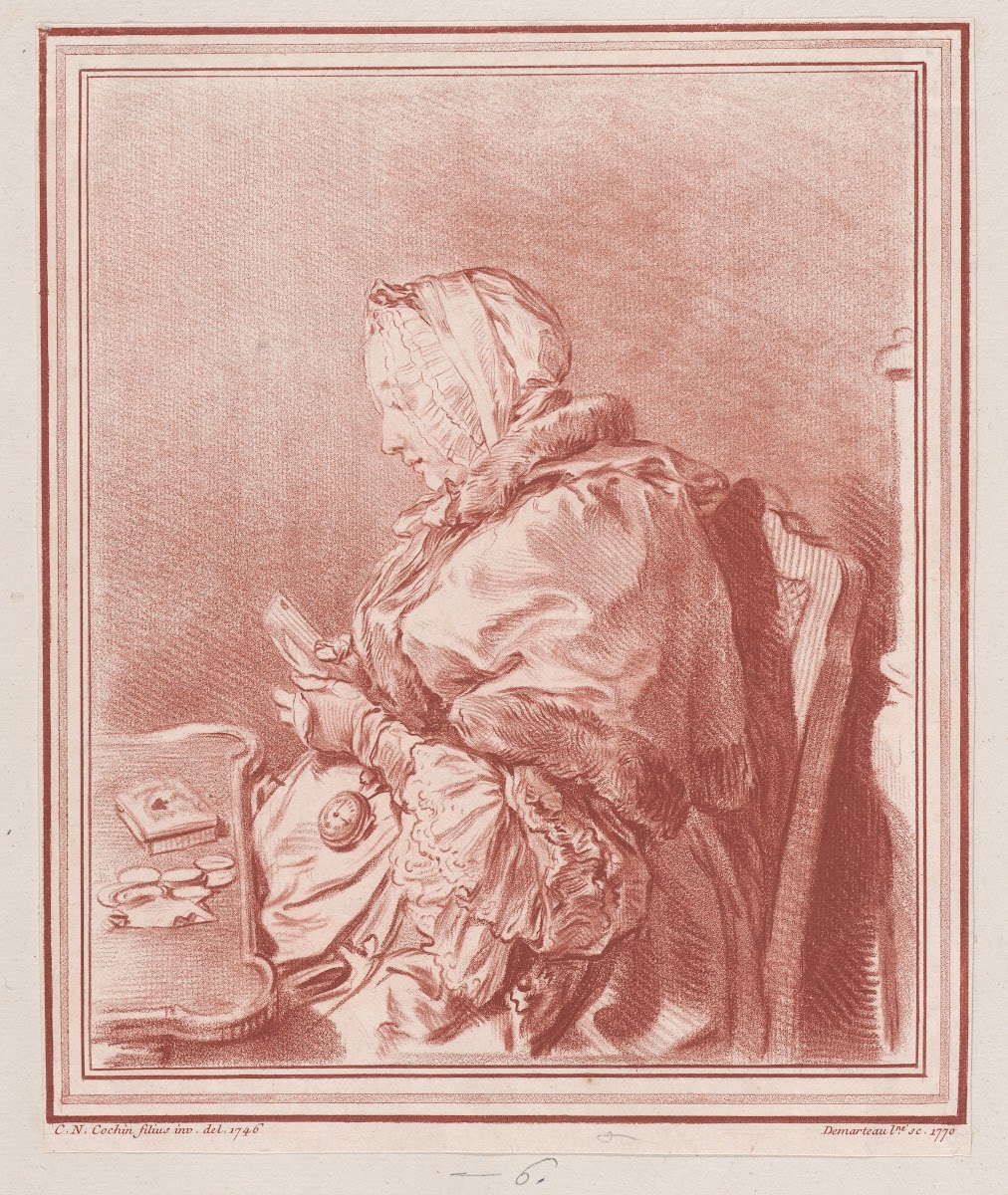 Woman playing cards 1770