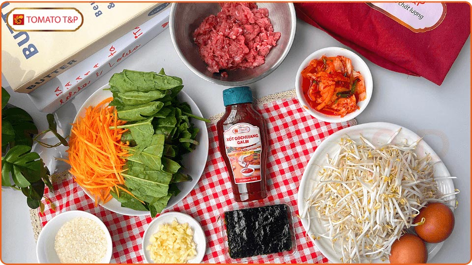 nguyên liệu làm cơm trộn Hàn Quốc