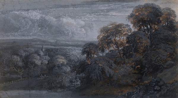 A Wooded Landscape after Sunset