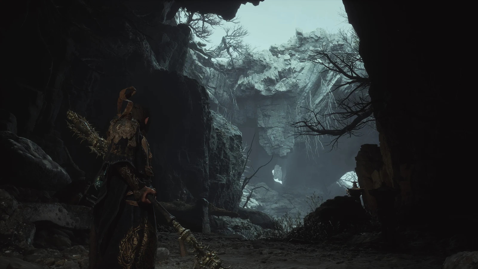 Black Myth Wukong Cavern Journey - Video Game Screenshot 4K Wallpaper (3840x2160)