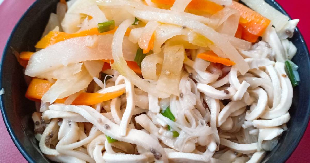 Mì xào củ đậu,cà rốt,nấm kim châm (lowcarb)