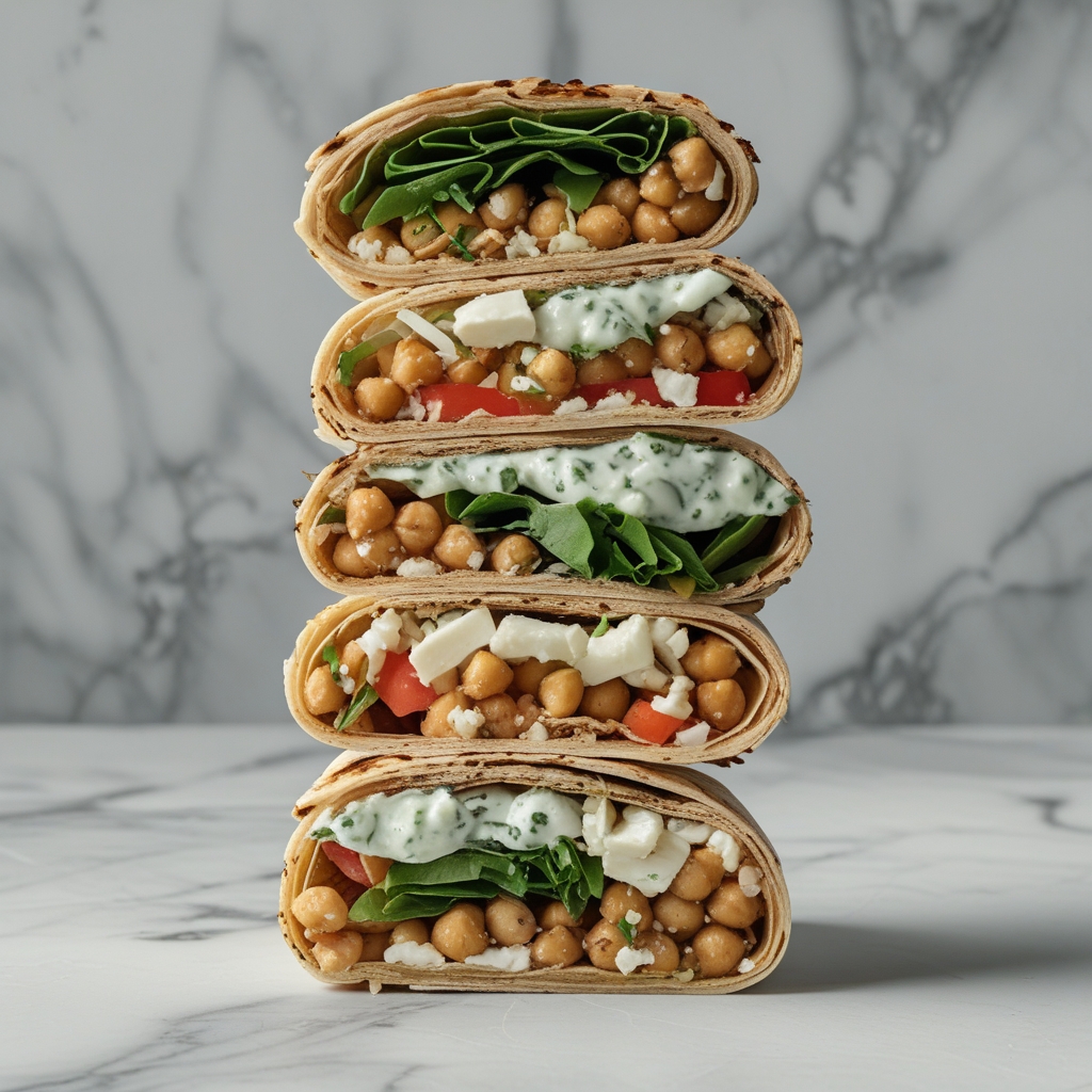 Final Savory Za'atar Chickpea Power Wraps with Tzatziki & Feta
