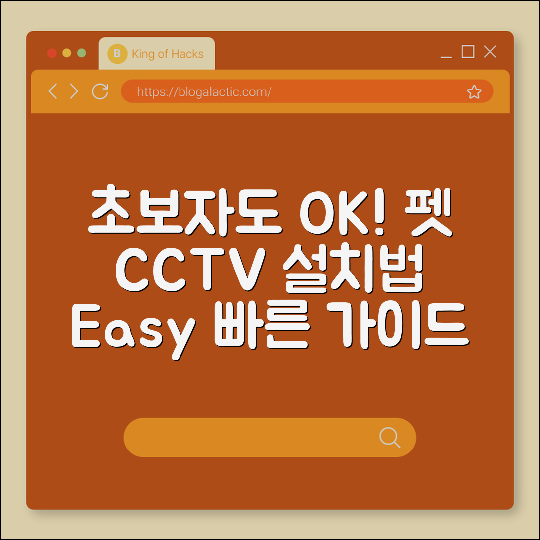 초보자도 쉽게 설치하는 펫 CCTV 카메라