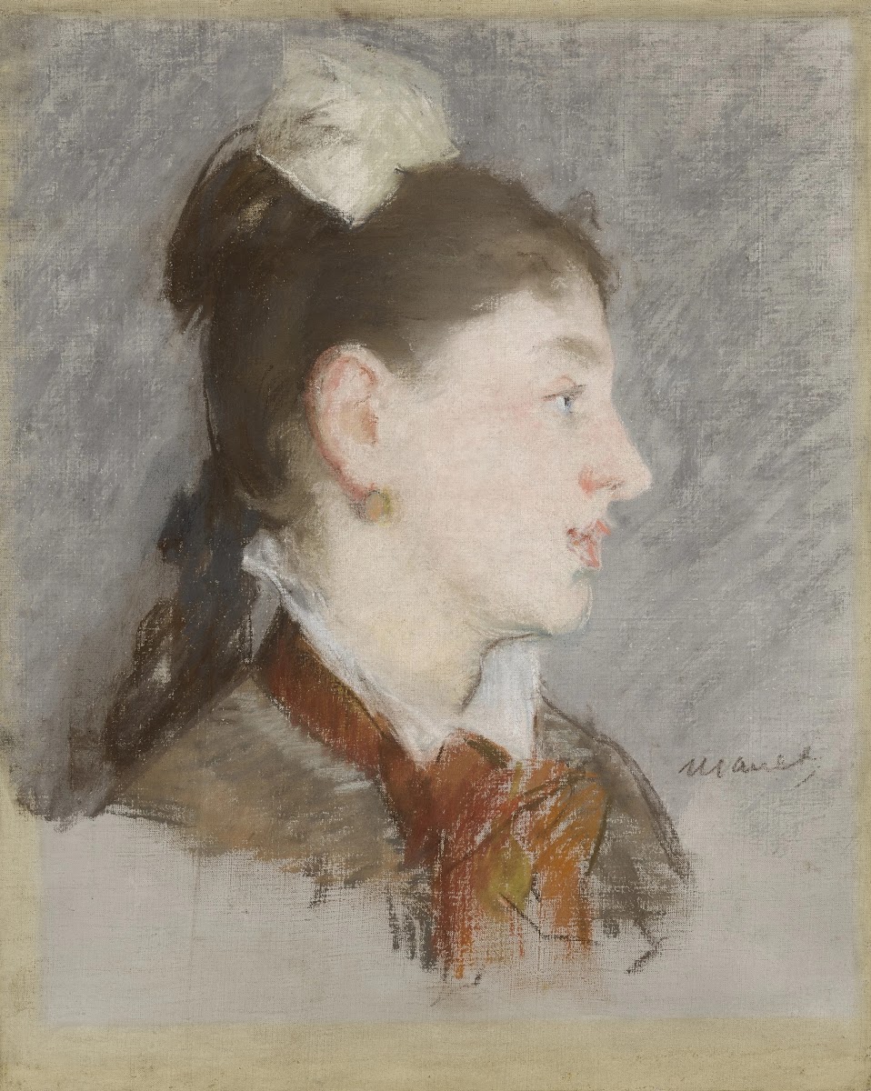 Jeune fille au col cassé de profil circa 1880