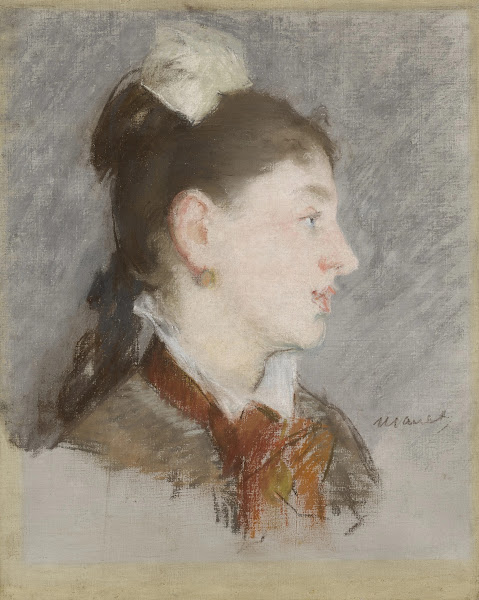Jeune fille au col cassé de profil circa 1880