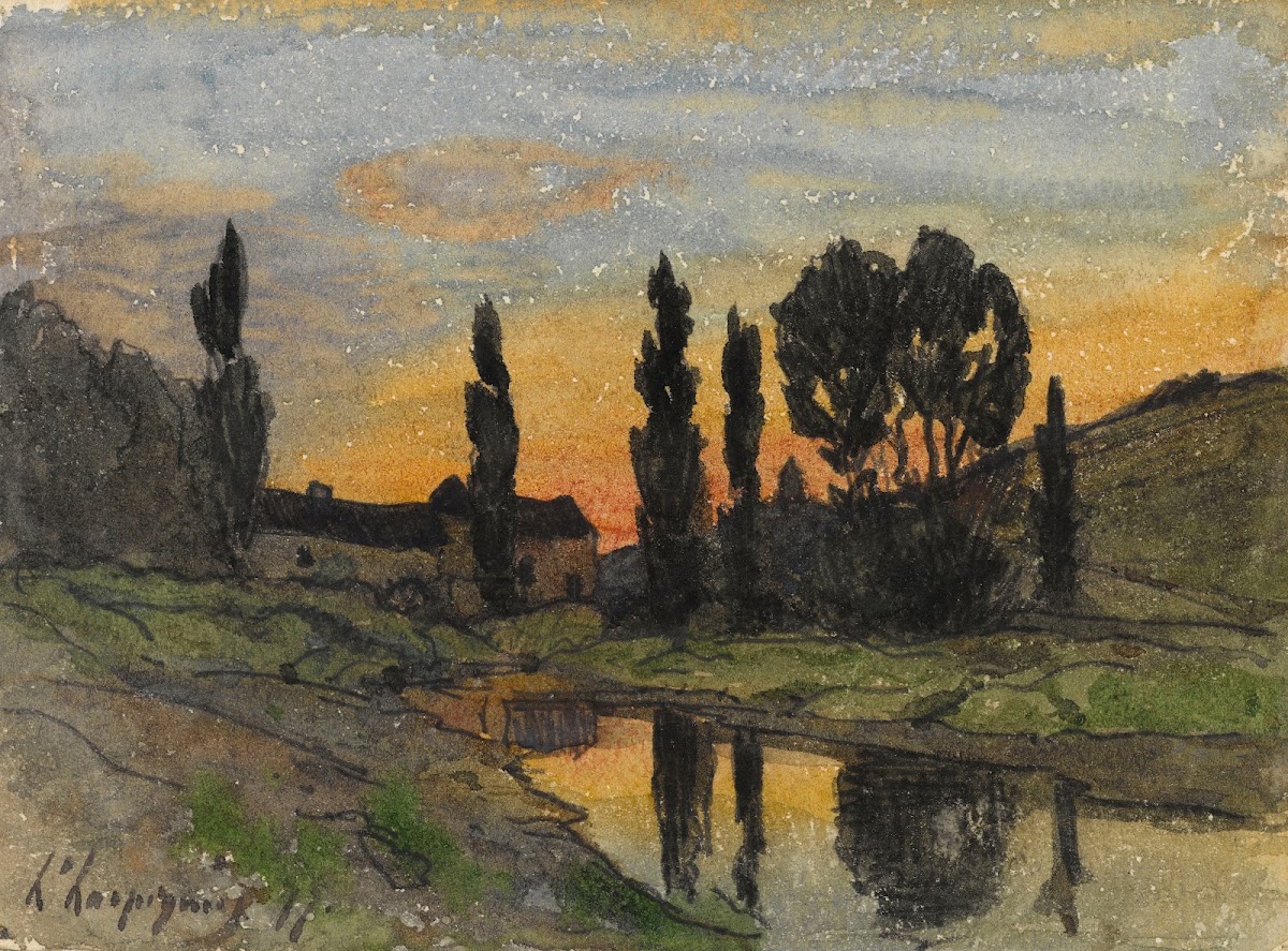 Arbre au bord dune rivière 1877