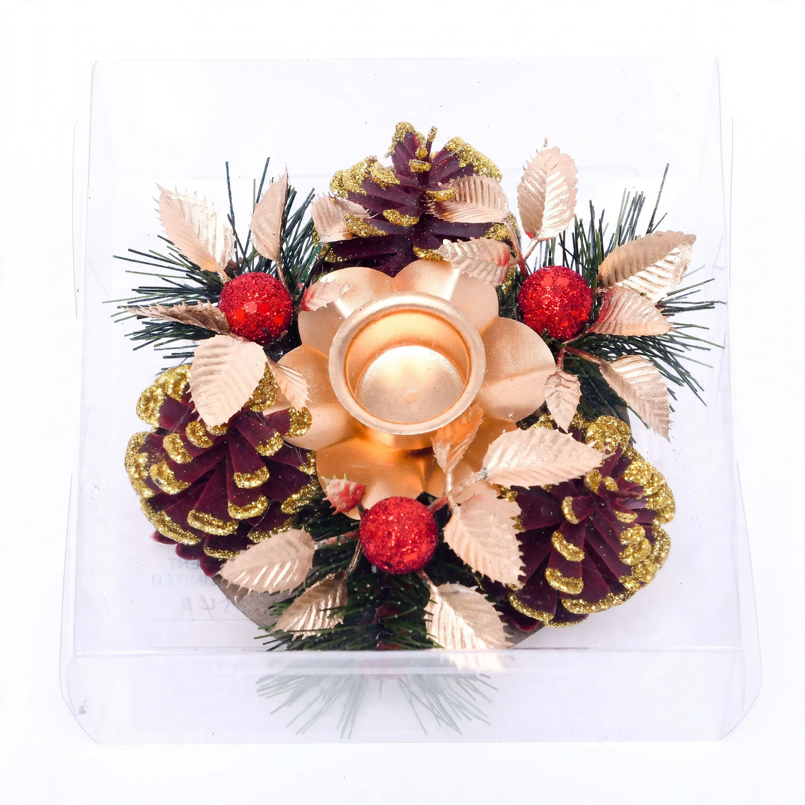 Christmas Candle Wreath with Pine Cones 12 cm