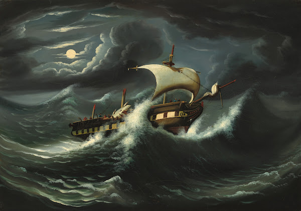 Storm Tossed Frigate mid 19th century