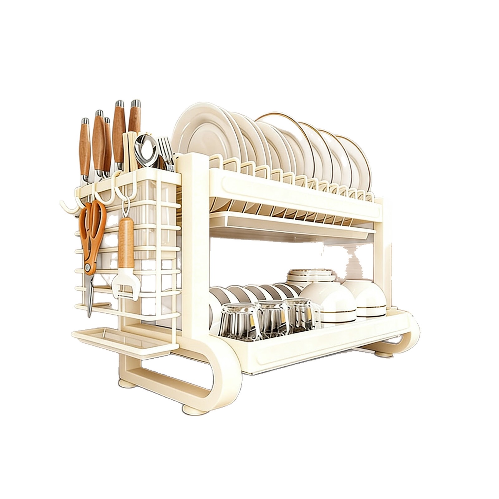 Stainless steel dish rack with drip tray