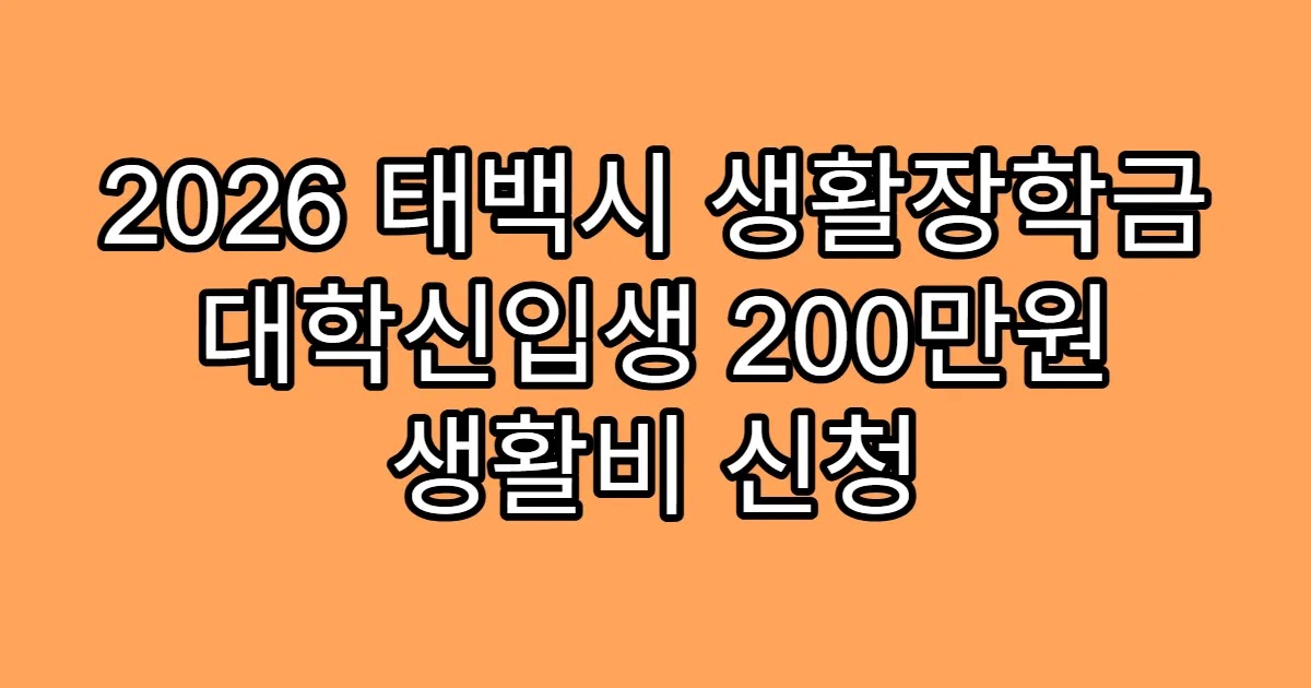 2026 태백시 생활장학금 대학신입생 200만원 생활비 신청