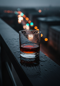 Rainy Night Whiskey: Red Glow, Urban Blur