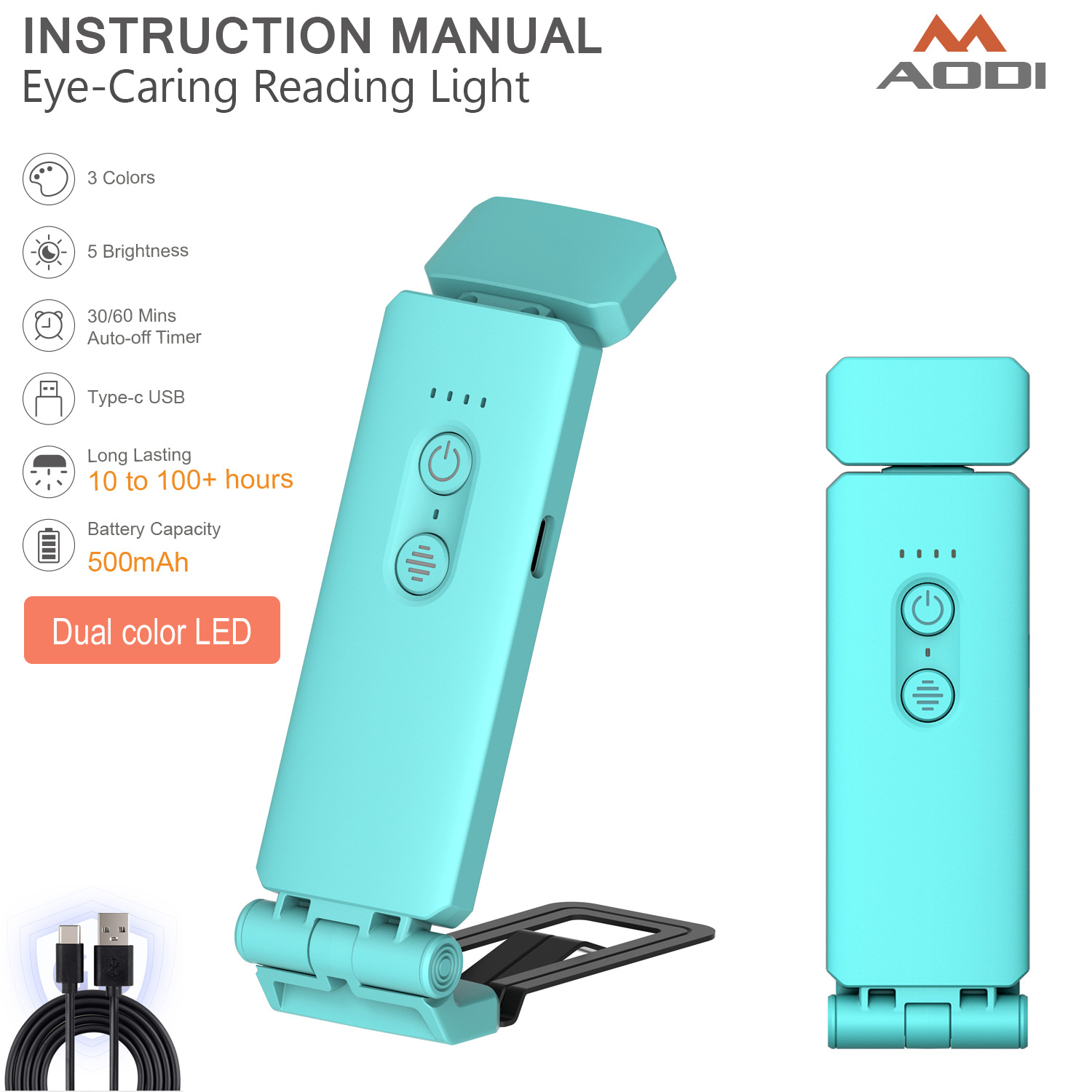 Portable LED Reading Lamp with Clamp Base
