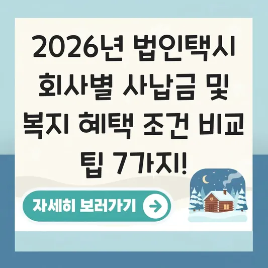 법인택시 회사별 사납금 및 복지 혜택 조건 비교 팁 대표 이미지
