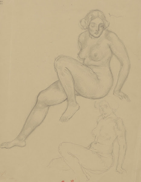 Seated nude woman with one leg bent in two positions 1895 1928