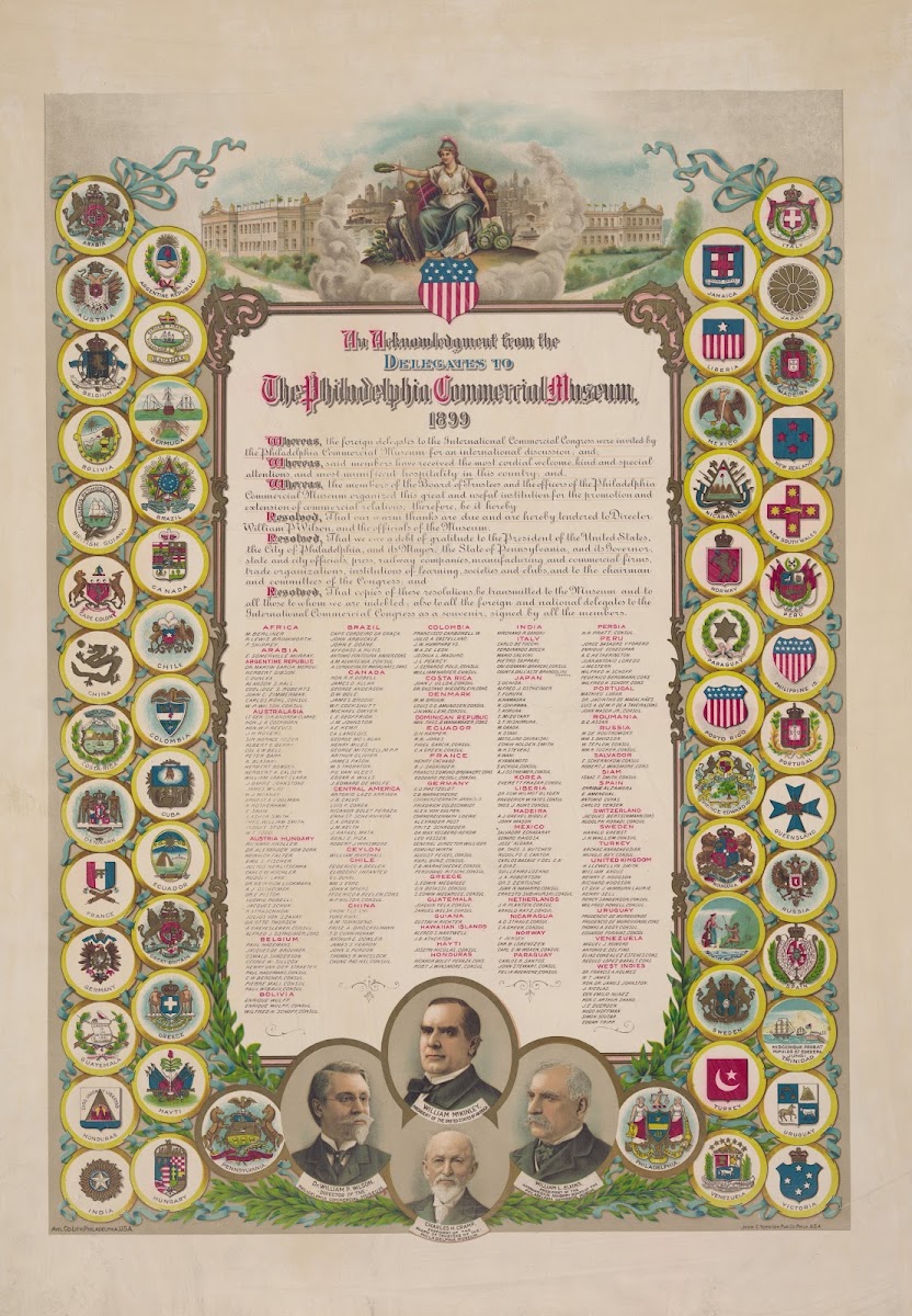 An Acknowledgment From The Delegates To The Philadelphia Commercial Museum 1899