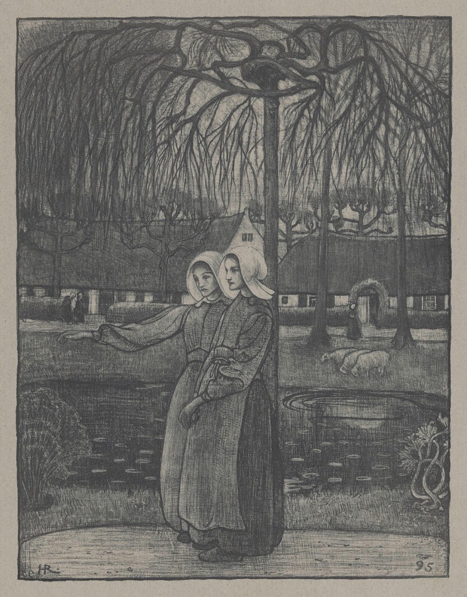 Huizer meisjes bij een vijver 1895