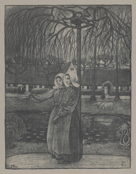 Huizer meisjes bij een vijver 1895