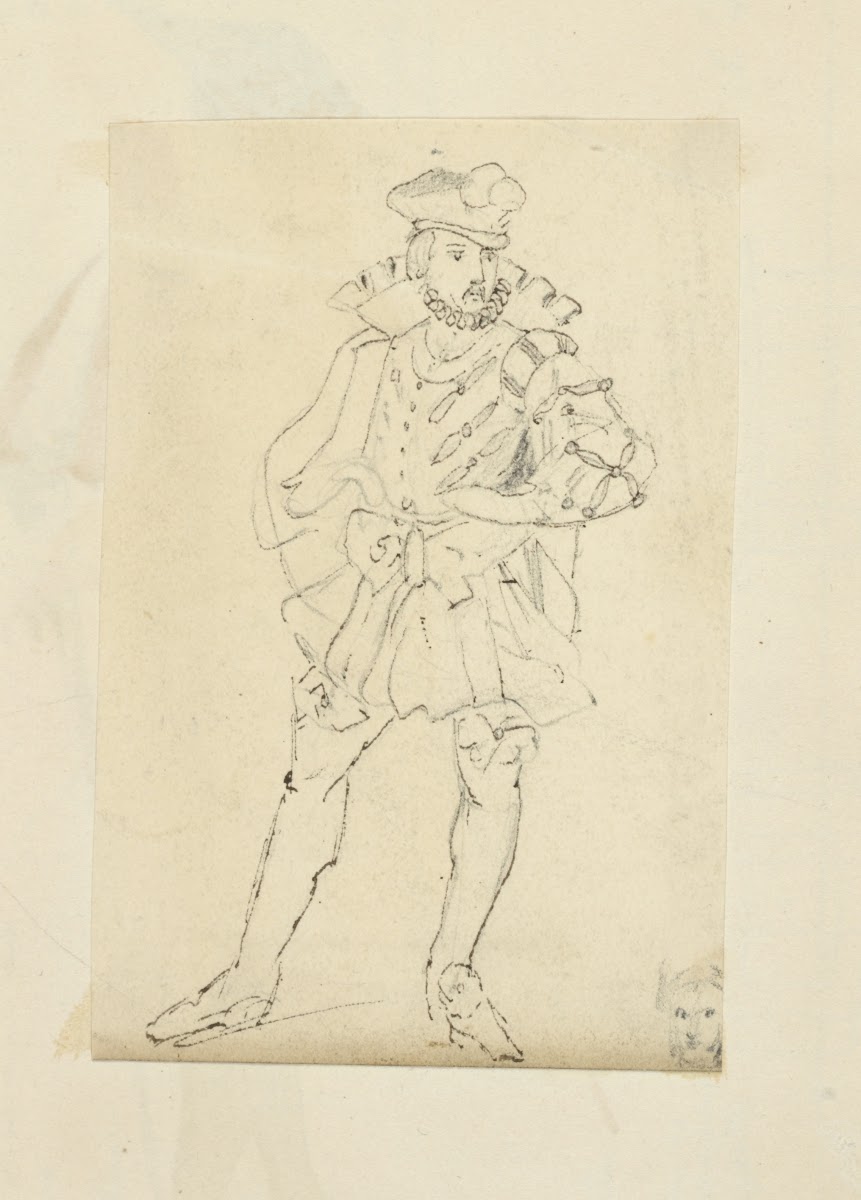 Man wearing hat doublet and breeches 1840