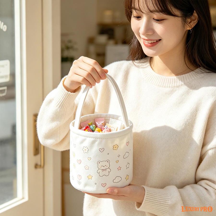 Halloween Color Block Handheld Basket‑Multicolor
